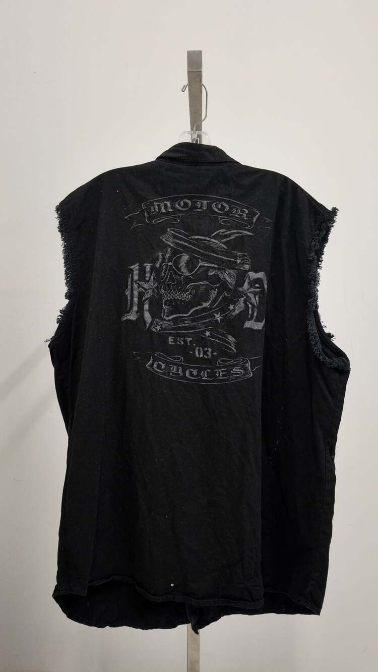 Harley-Davidson Genuine Motor Clothes Men's Black Denim Sleeveless Vest Size 2XL - Picture 5 of 5